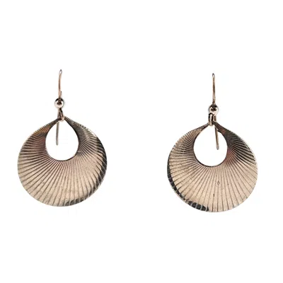Pre-owned Madison Beverly Hills Vintage Textured Oval Silvertone Earrings In Gold