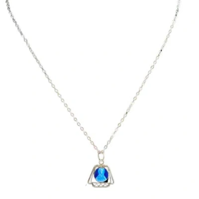 Madison Beverly Hills Vintage Virgin Mary Pendant Silvertone Necklace In Blue