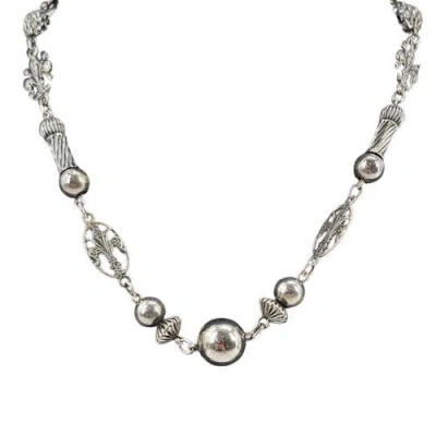 Madison Beverly Hills Vintage-antique Sterling Silver Fleur-de-lis Station Necklace In Gold