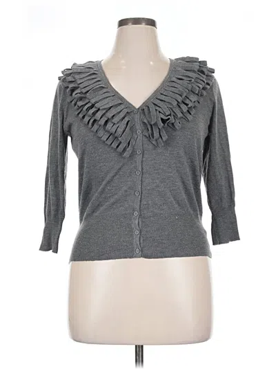 Pre-owned Madison Cardigan Sweater In Gray