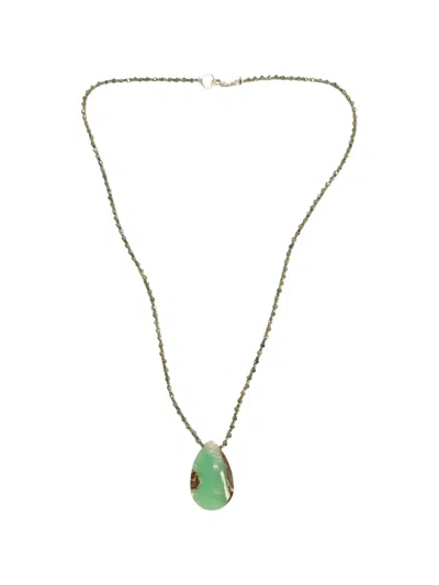 Madison Chrysoprase Teardrop Necklace In White