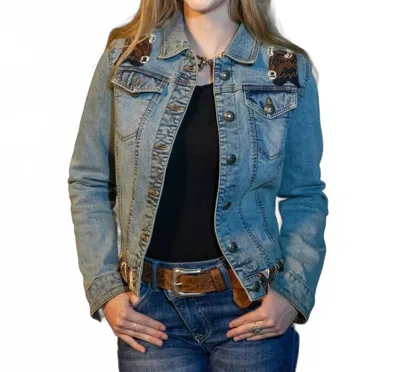 Madison Creek Outfitters Bison Beaded Jacket In Aztec, Denim In Blue