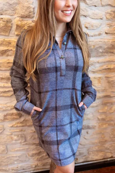 Madison Creek Outfitters Plaid Shirt Dress In Grey