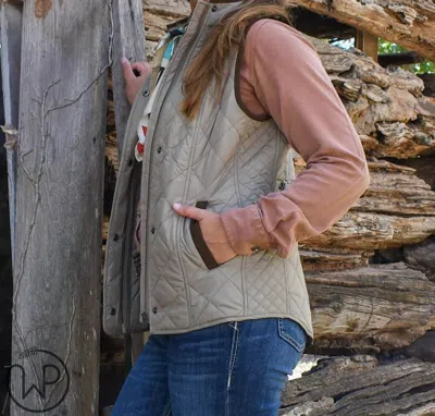Madison Creek Outfitters Vista Quilted Vest In Dark Khaki In Multi