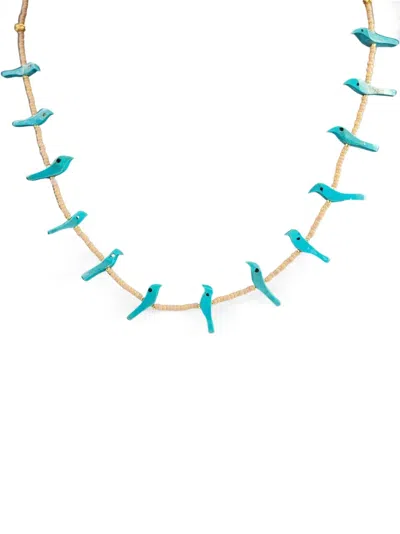 Madison Fetish Birds-2 Beaded Necklace In Gold