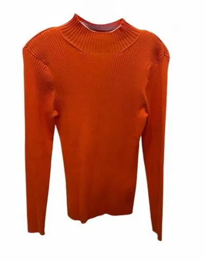 Madison Hill Women Ribbed Knit Mock Turtleneck Sweater In Orange Spice