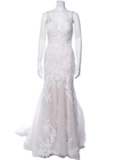 Pre-owned Madison James Floral Print Long Dress In Neutral