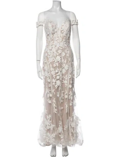 Pre-owned Madison James Floral Print Long Dress In Neutrals