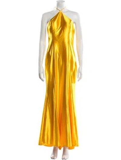 Pre-owned Madison James Halterneck Long Dress In Yellow