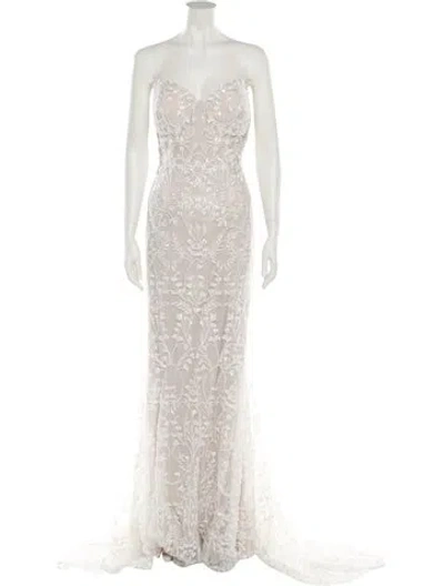 Pre-owned Madison James Lace Long Dress W/ Tags In Neutral