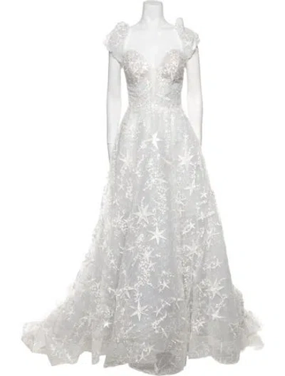 Pre-owned Madison James Lace Pattern Long Dress W/ Tags In Blue