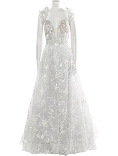 Pre-owned Madison James Lace Pattern Long Dress W/ Tags In Neutral