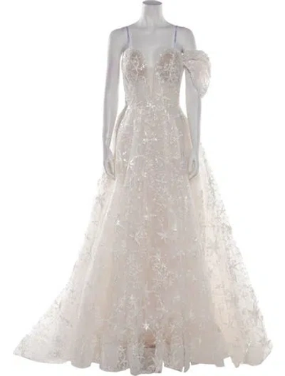 Pre-owned Madison James Lace Pattern Long Dress W/ Tags In White