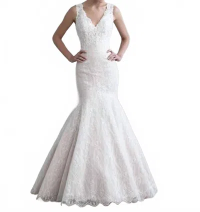 Madison James Lace Wedding Dress In Ivory/nude In White
