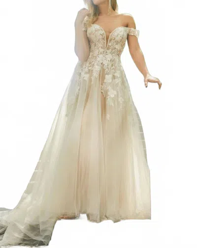 Madison James Leah Wedding Gown In Nude In Beige