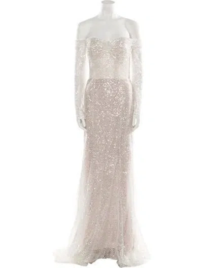 Pre-owned Madison James Off-the-shoulder Long Dress W/ Tags In Neutral