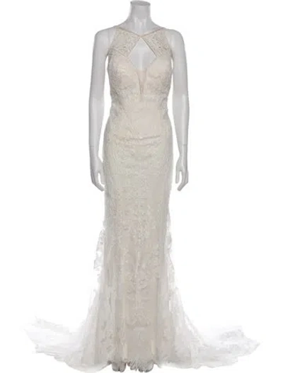 Pre-owned Madison James Scoop Neck Long Dress W/ Tags In Neutral