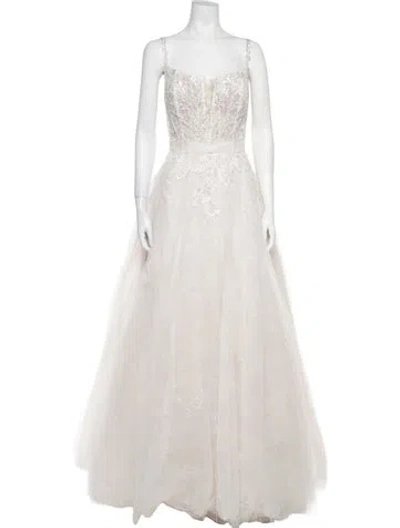 Pre-owned Madison James Square Neckline Long Dress W/ Tags In White