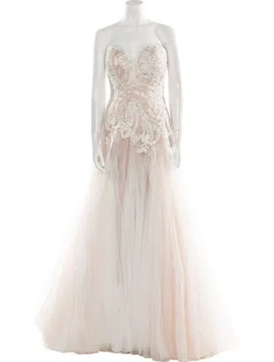 Pre-owned Madison James Strapless Long Dress In Neutral