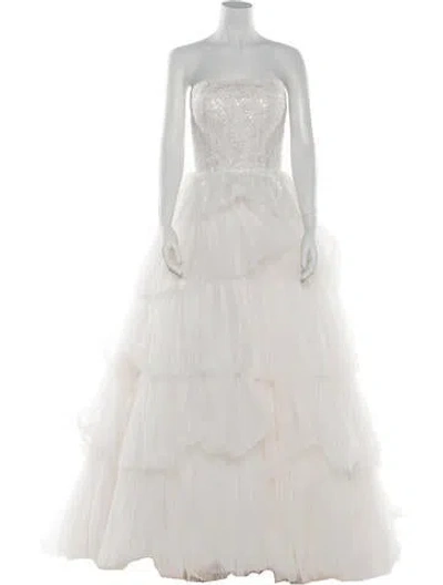 Pre-owned Madison James Strapless Long Dress In Neutral