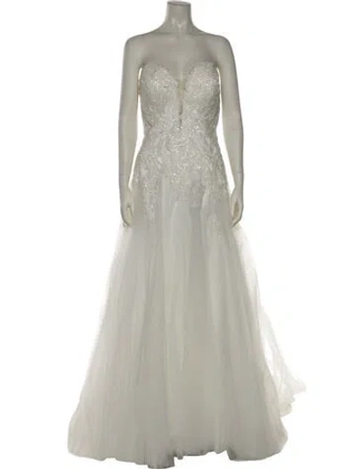 Pre-owned Madison James Strapless Long Dress In Neutral