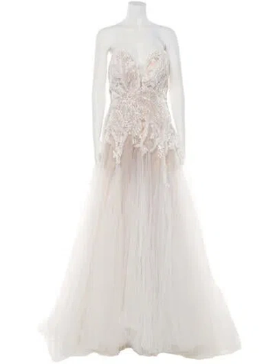 Pre-owned Madison James Strapless Long Dress In Neutral