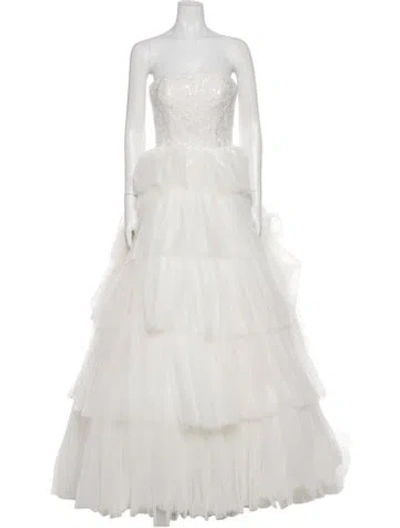 Pre-owned Madison James Strapless Long Dress In Neutral