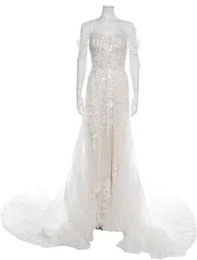 Pre-owned Madison James Strapless Long Dress In Neutrals