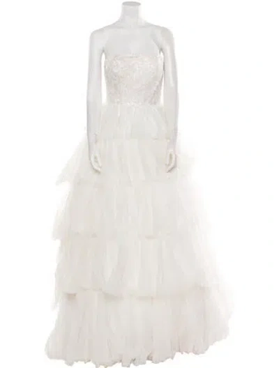 Pre-owned Madison James Strapless Long Dress W/ Tags In White