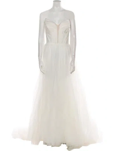 Pre-owned Madison James Strapless Long Dress W/ Tags In White