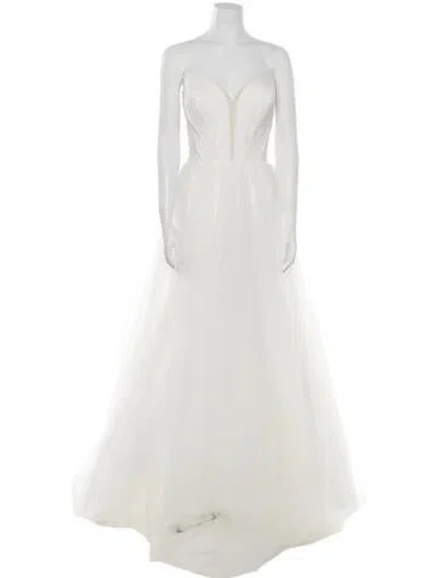 Pre-owned Madison James Strapless Long Dress W/ Tags In White
