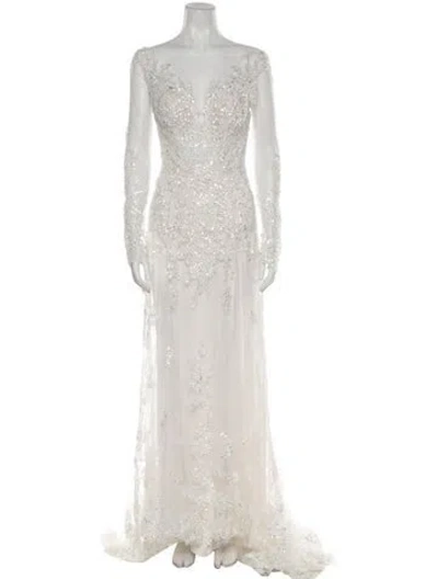 Pre-owned Madison James Strapless Long Dress W/ Tags In White