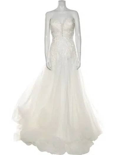 Pre-owned Madison James Strapless Long Dress W/ Tags In White