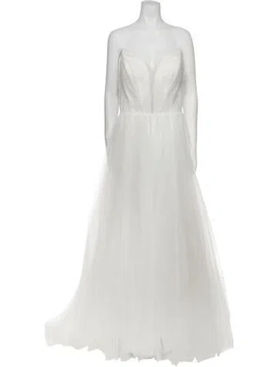 Pre-owned Madison James Strapless Long Dress W/ Tags In White