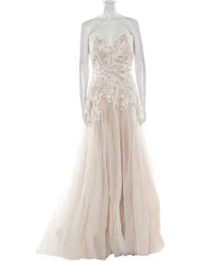 Pre-owned Madison James Strapless Long Dress W/ Tags In White