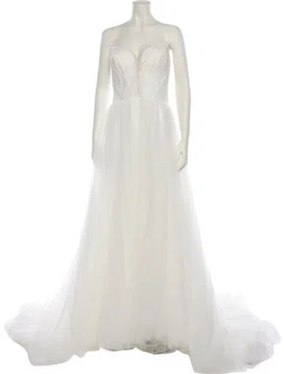 Pre-owned Madison James Strapless Long Dress W/ Tags In White