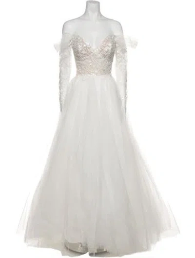 Pre-owned Madison James Strapless Long Dress W/ Tags In White