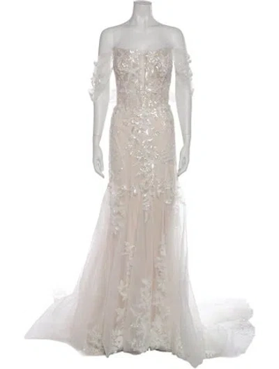 Pre-owned Madison James Strapless Long Dress W/ Tags In White
