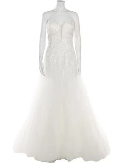 Pre-owned Madison James Strapless Long Dress In White