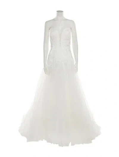 Pre-owned Madison James Strapless Long Dress In White