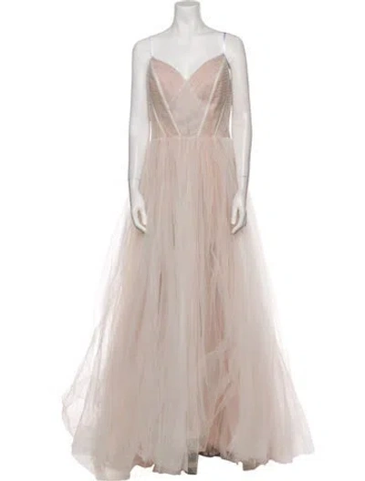 Pre-owned Madison James V-neck Long Dress In Neutral