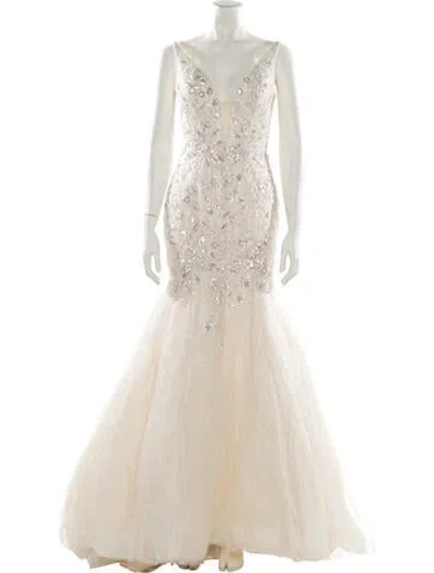 Pre-owned Madison James V-neck Long Dress In Neutral
