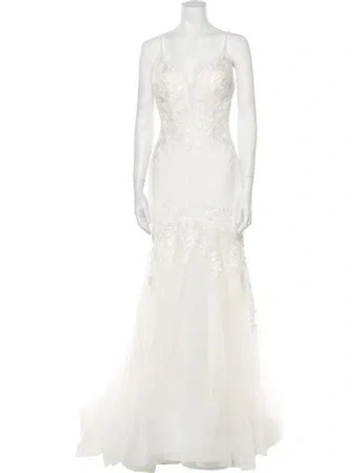 Pre-owned Madison James V-neck Long Dress W/ Tags In Neutral