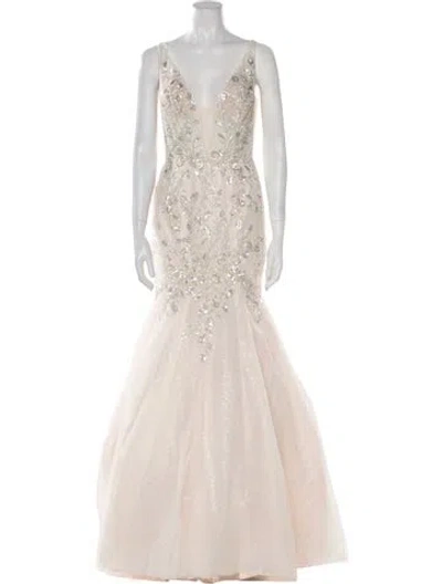 Pre-owned Madison James V-neck Long Dress W/ Tags In Neutral