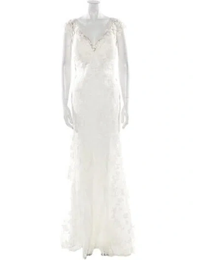 Pre-owned Madison James V-neck Long Dress W/ Tags In Neutral