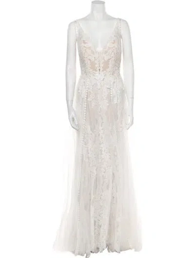 Pre-owned Madison James V-neck Long Dress W/ Tags In Neutral