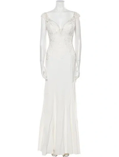 Pre-owned Madison James V-neck Long Dress W/ Tags In Neutral