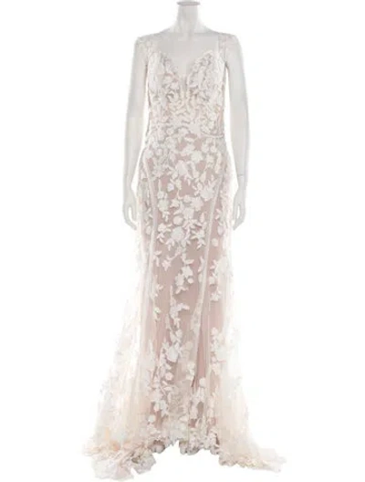 Pre-owned Madison James V-neck Long Dress W/ Tags In White