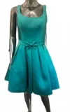 Madison James Women's Flowy With Bow Detailing Mini Dress In Green/teal In Blue