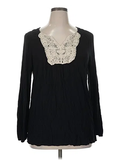 Pre-owned Madison Long Sleeve Blouse In Black